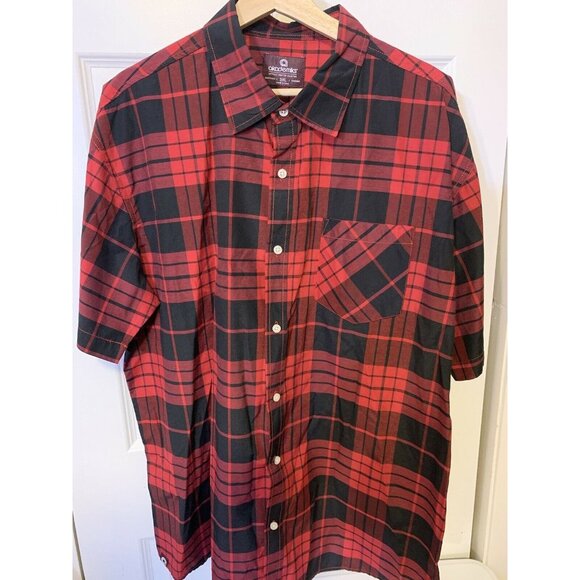 Akademiks Men’s Sz 3XL‎ Plaid Red Button Shirt Pocket - Picture 6 of 8